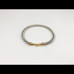 Cable classic bangle bracelet twisted two tone